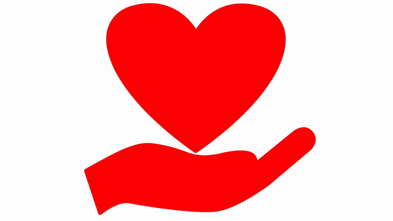 红红的心在手掌上跳动。循环视频的心跳。慈善、健康、医药的理念。矢量插图孤立在白色背景上。视频素材