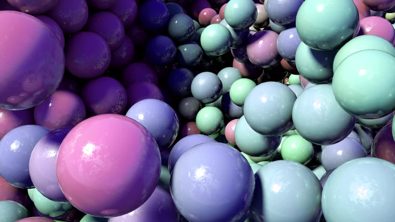 三维抽象运动场景。4K动画背景彩色球视频素材