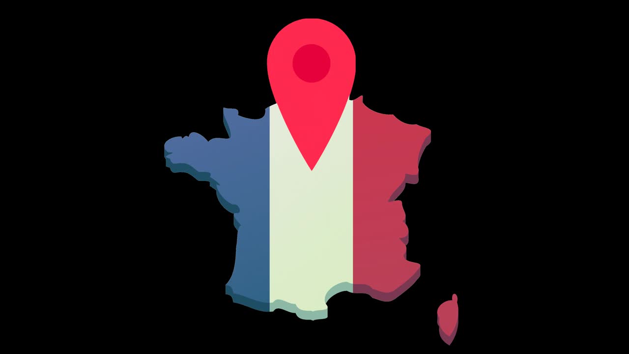 法国位置，alpha通道(平面设计中循环)视频素材