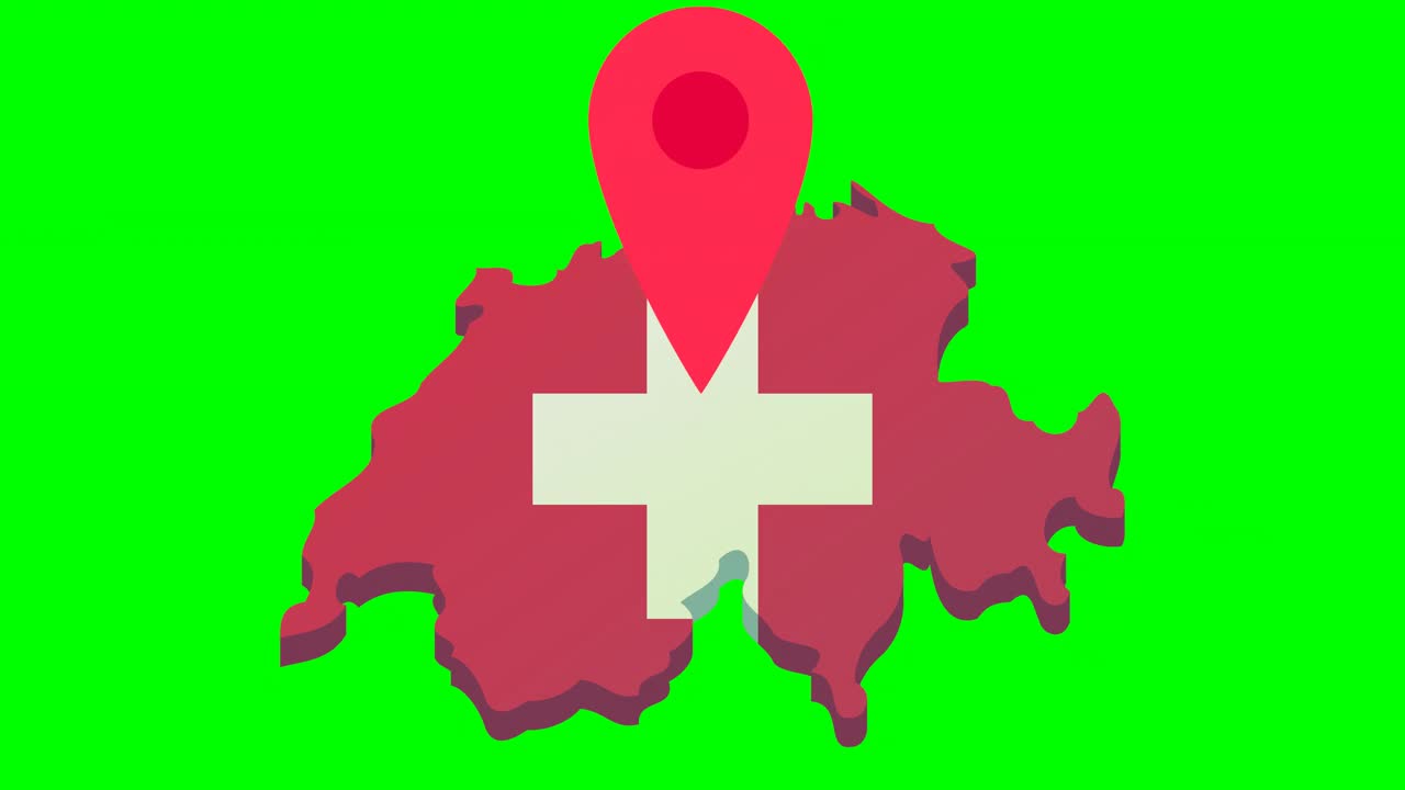 位于瑞士，透明的绿色背景(平面设计中的循环)视频下载