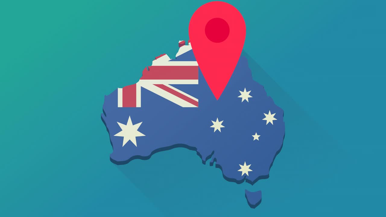澳大利亚的位置(平面设计循环)视频素材