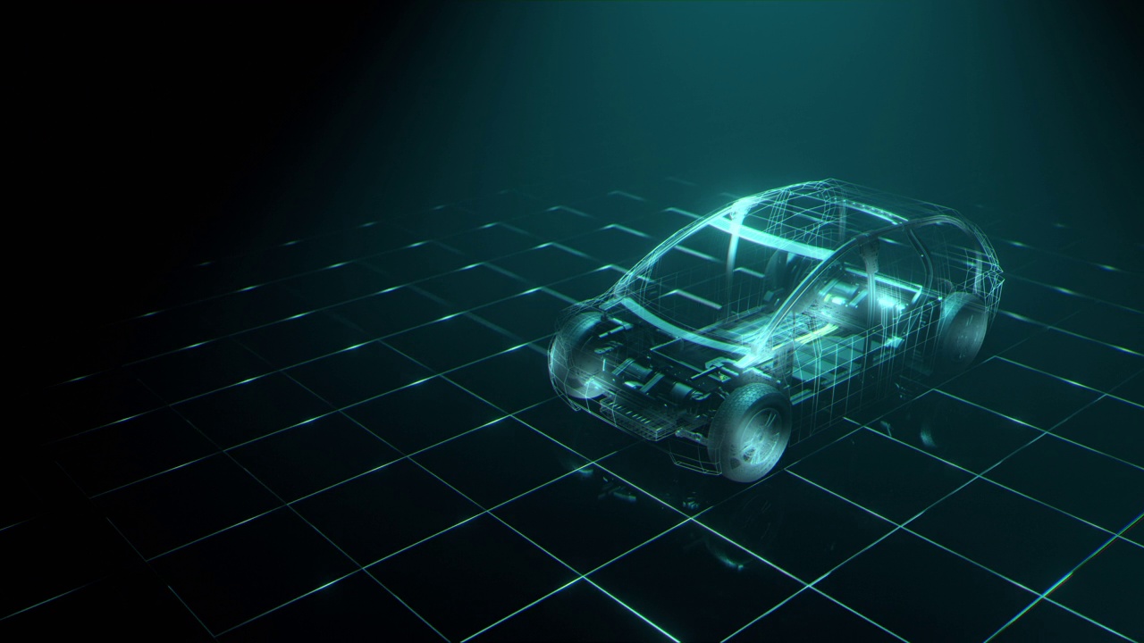 概念电动汽车的计算机可视化视频素材
