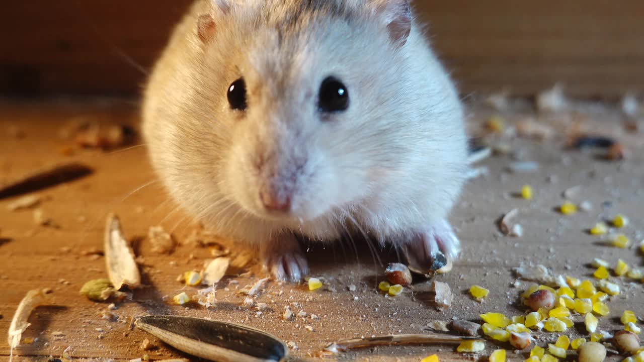 一只吃玉米的仓鼠视频素材