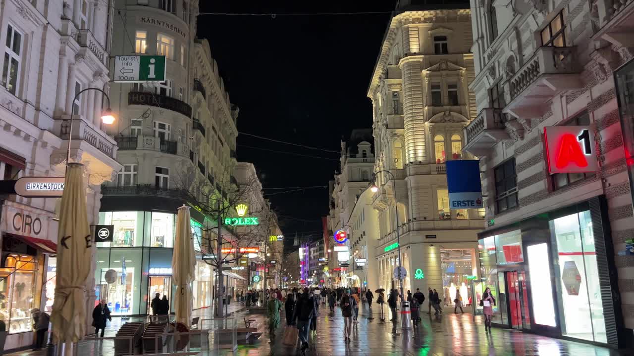 维也纳著名的卡尔特纳大街视频下载