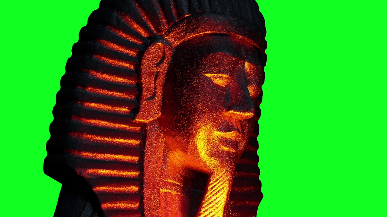 埃及法老雕像被点亮绿幕视频素材