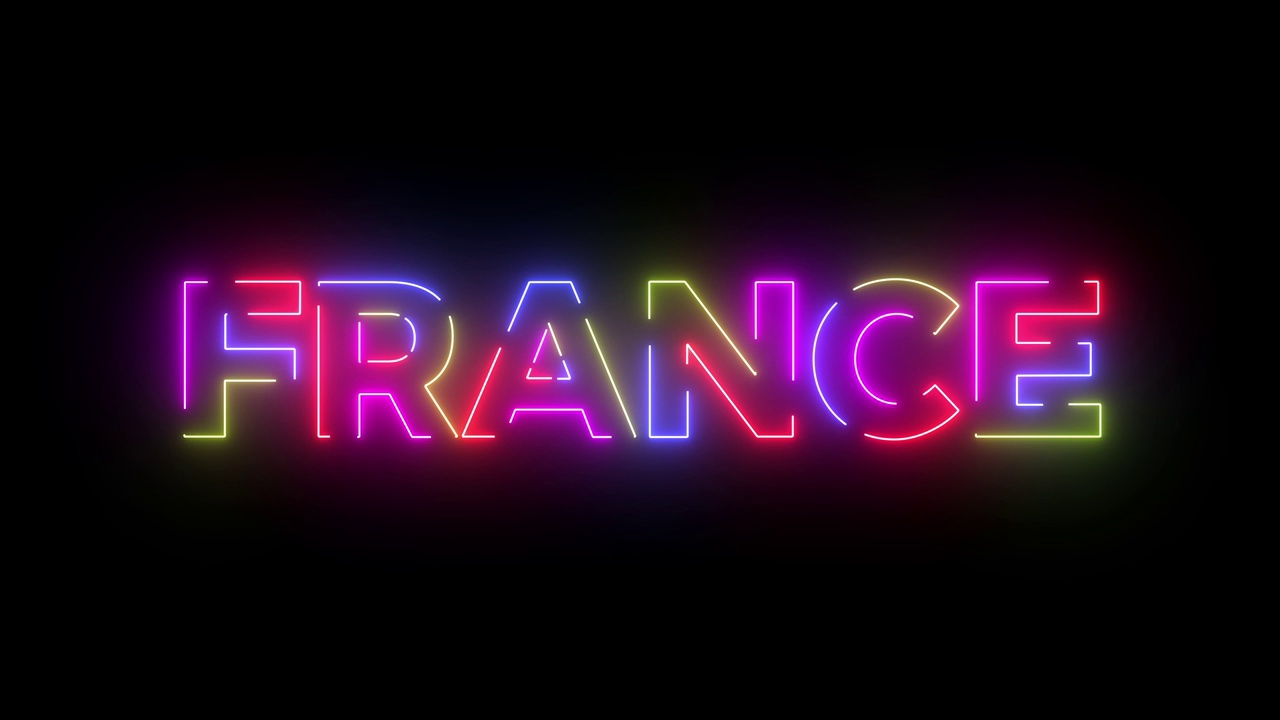 法国的文本。激光复古效果。无限循环的4K动画视频下载