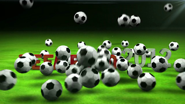 欧足联2012年欧锦赛落下的球动画视频素材