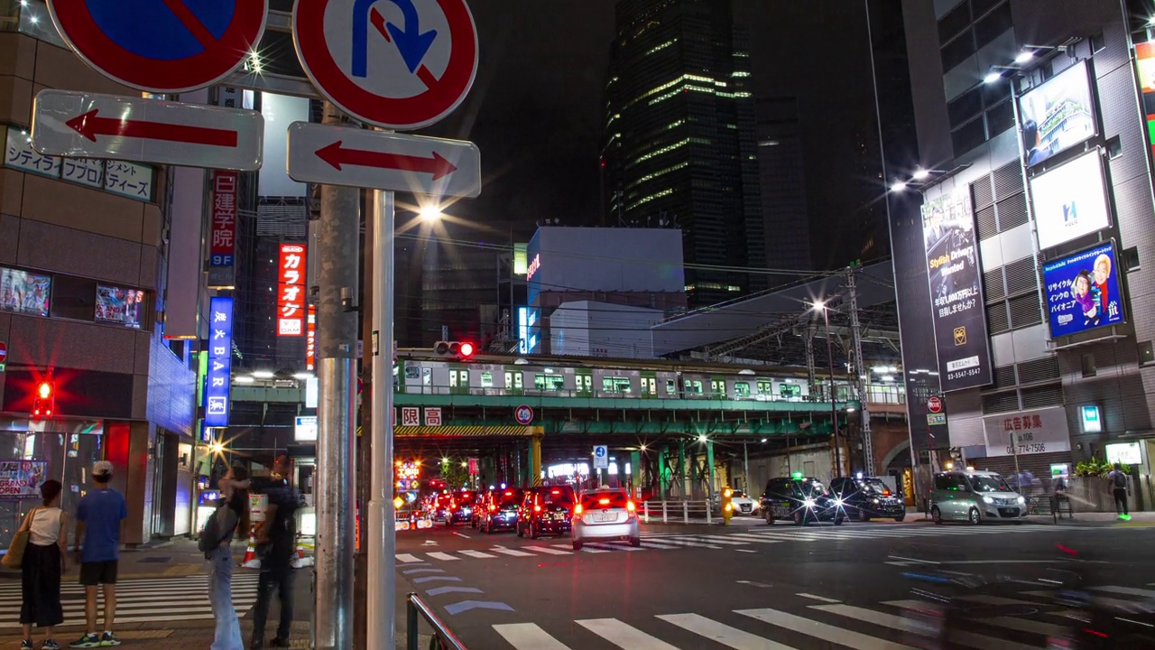 东京城市街道夜间交通大桥地铁延时4k视频下载
