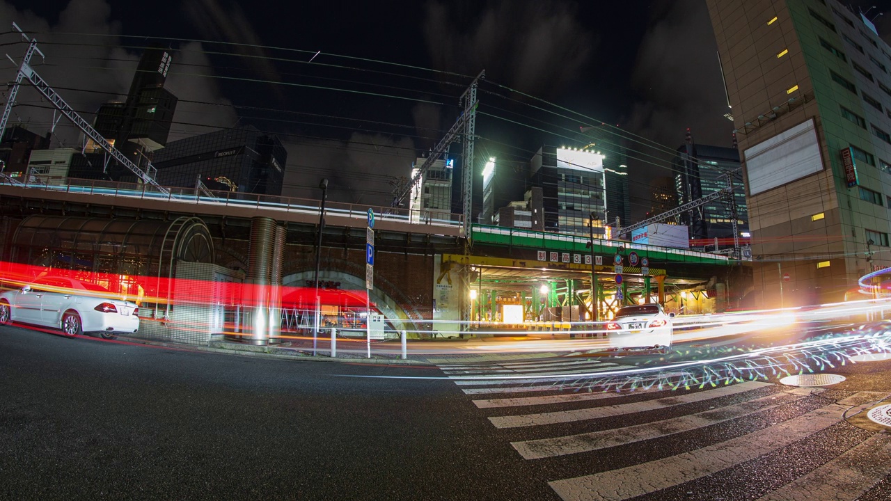 东京城市街道夜间交通大桥地铁延时视频下载