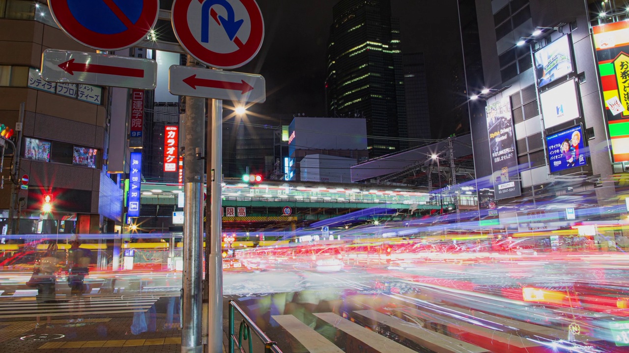东京城市街道夜间交通大桥地铁延时4k视频下载