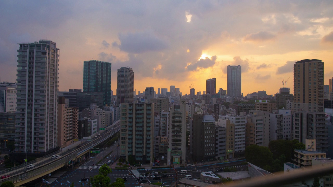 东京日本城市天际线公路日出日落黎明黄昏延时4k视频下载