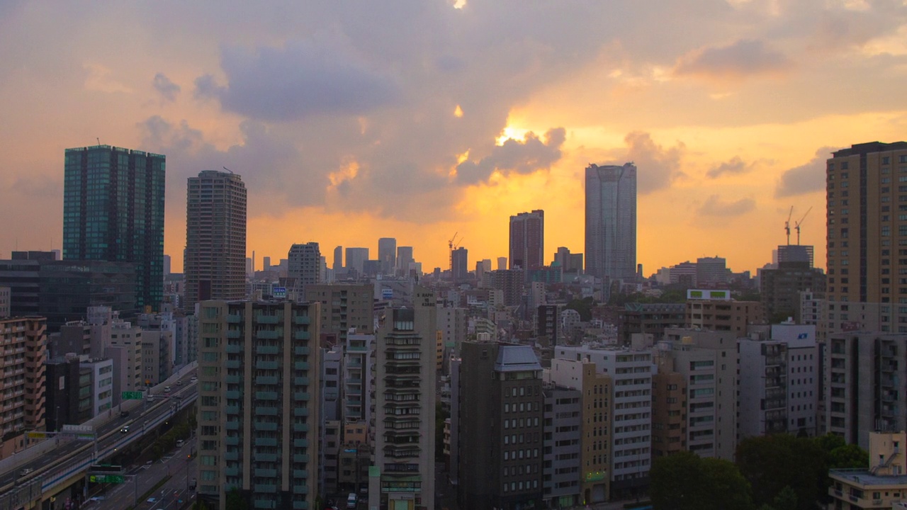 东京日本城市天际线公路日出日落黎明黄昏延时4k视频下载