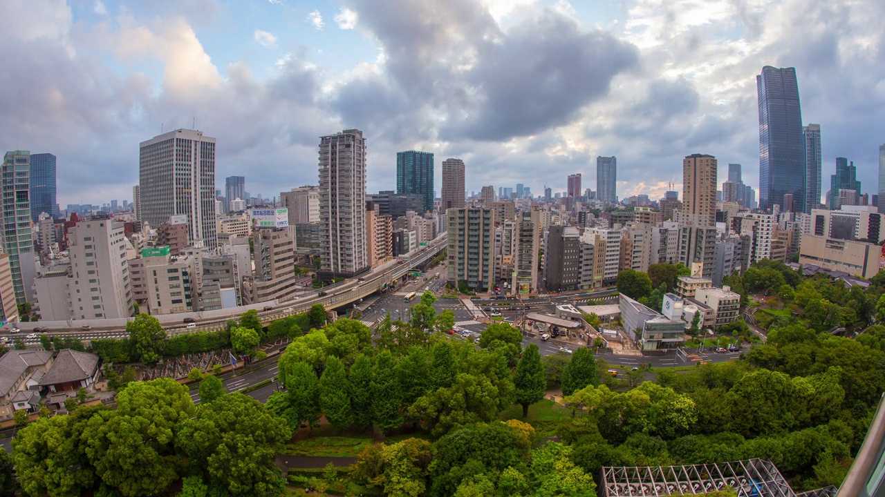 东京日本城市天际线公路云建筑宽延时4k视频下载