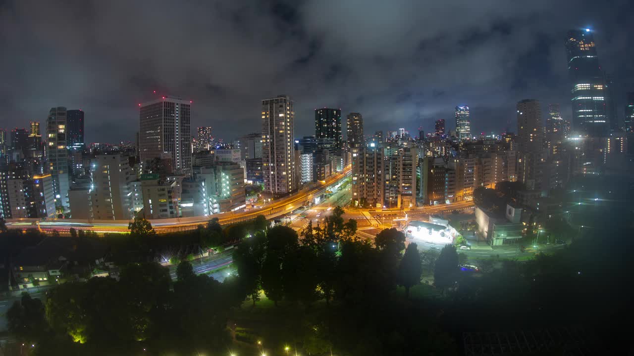 东京夜空城市建筑高速公路延时4k视频下载