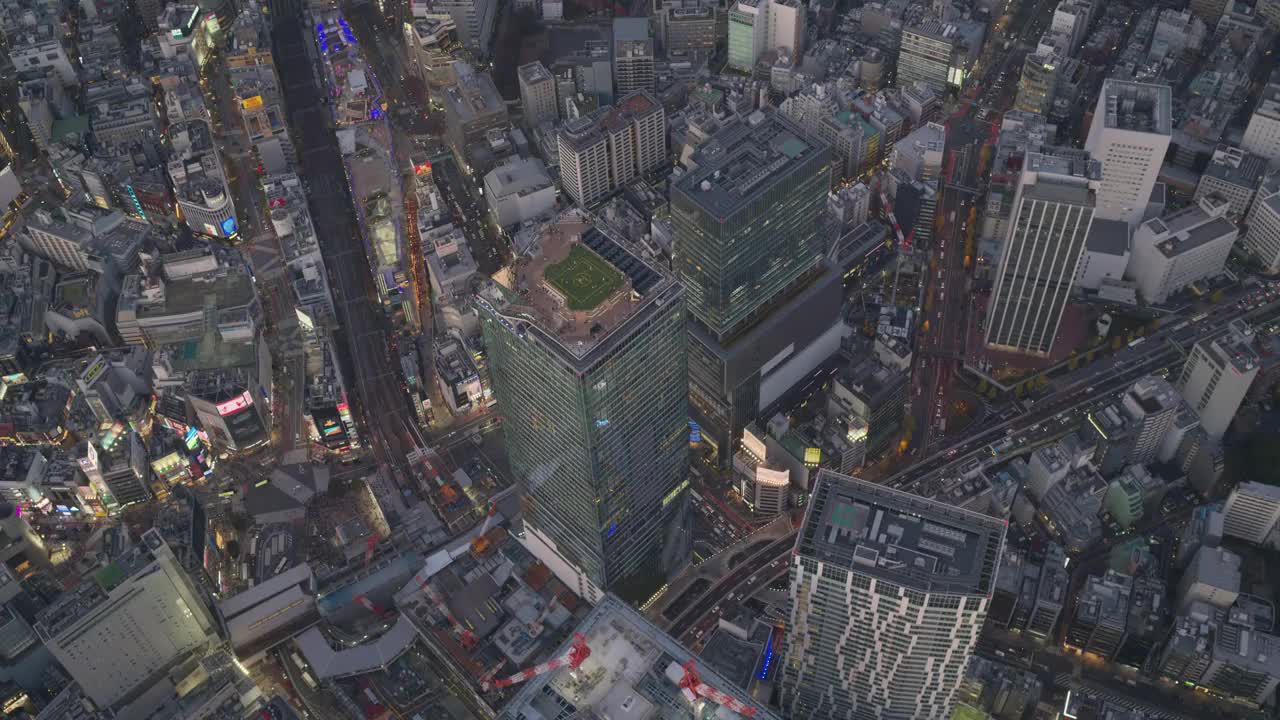 涩谷直升机航拍，日本东京视频下载