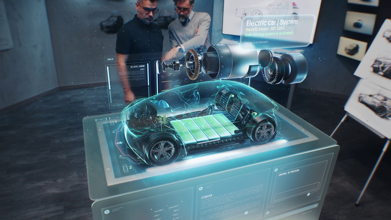 汽车工程师开发新的电动汽车视频素材
