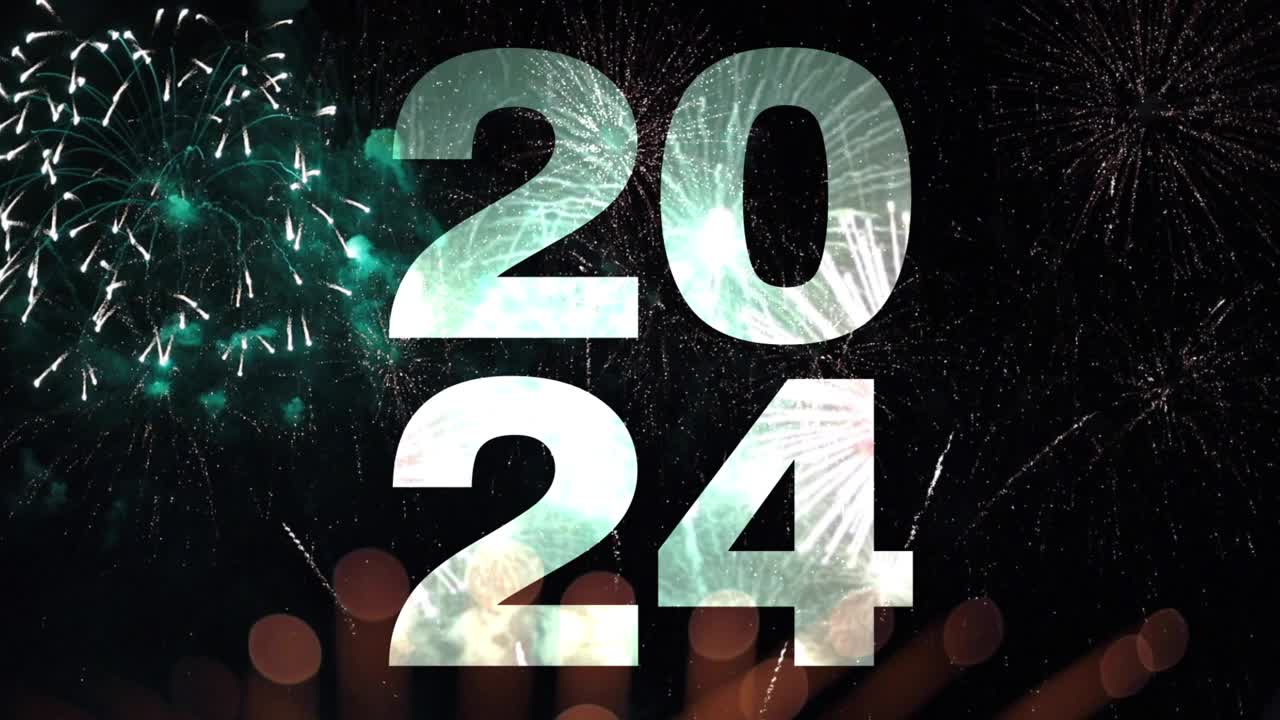 2024年新年快乐，新年，除夕，烟花-爆炸性材料，烟花表演，视频下载
