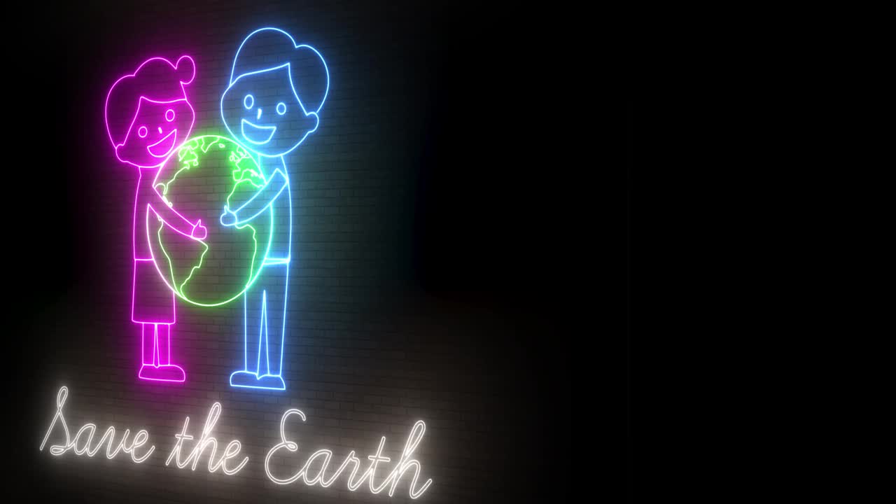 拯救地球霓虹灯标志。视频下载