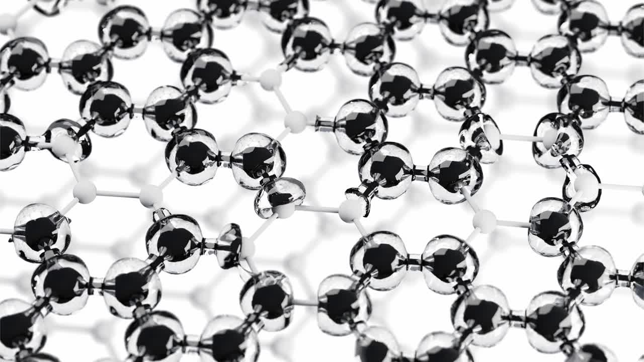 环尺纳米材料，网状，分子六边形结构，玻璃液体中分子的蜂窝状连接，抽象的高科技设计视频下载