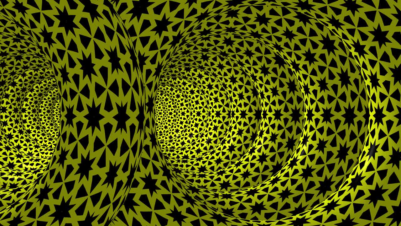 一个抽象的三维形式与黄色和黑色图案动画纹理。视频下载