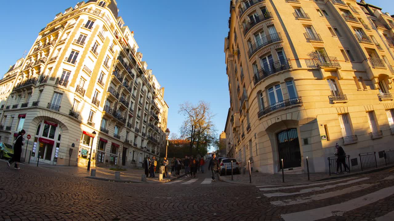蒙马特公寓巴黎日落日出延时街一天4k视频下载