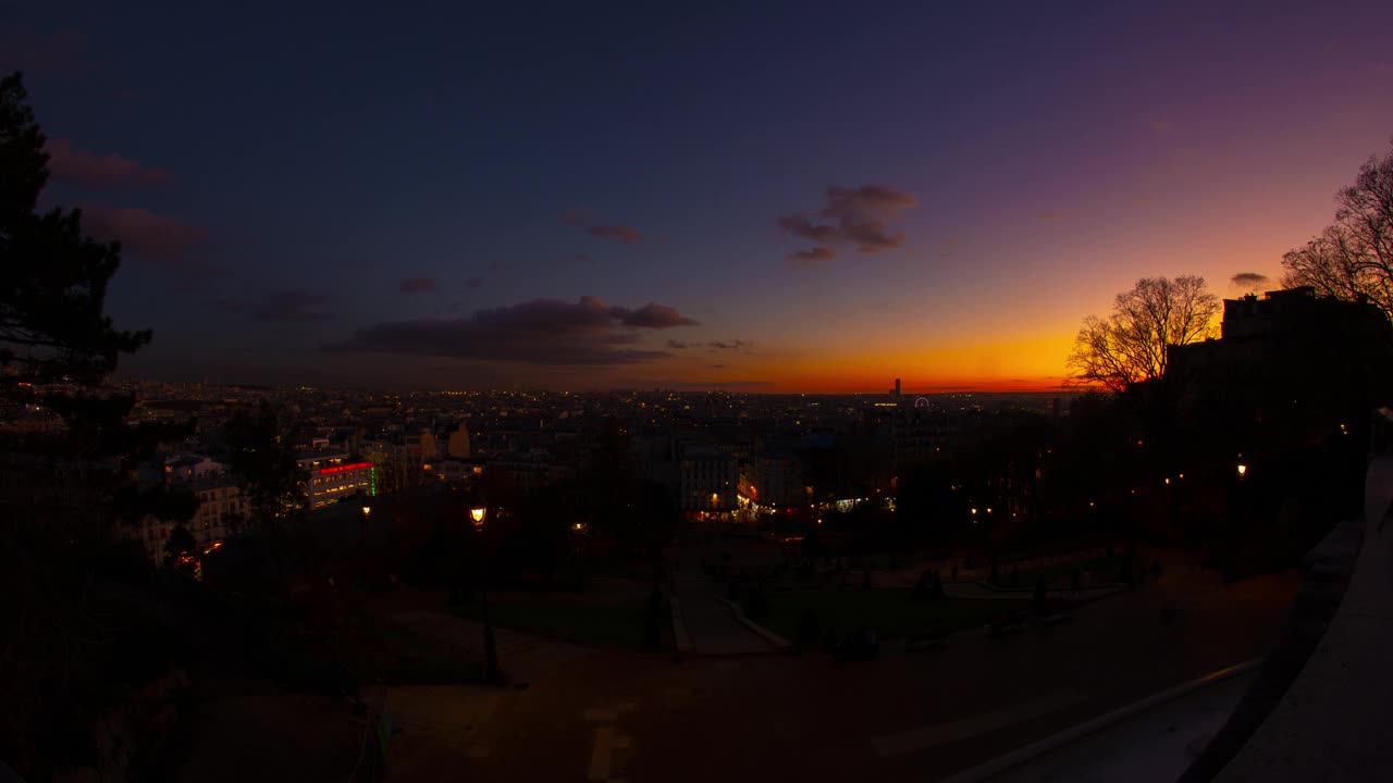 法国巴黎城市天际线4K日出黎明延时全景地平线视频下载