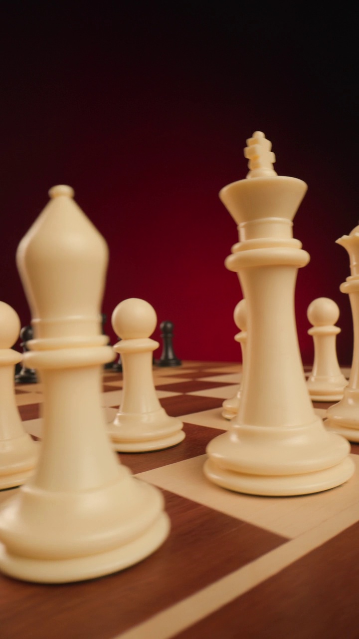棋盘棋子说明的概念，聪明的战略与心理游戏，战场准备视频下载