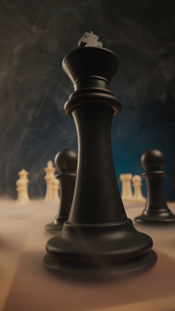 领导和胜利的概念，以棋盘上黑色的棋子为代表，棋子之间有烟视频下载