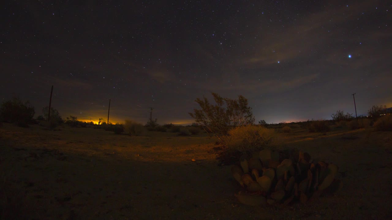 沙漠星径月升仙人掌夜空4k视频下载