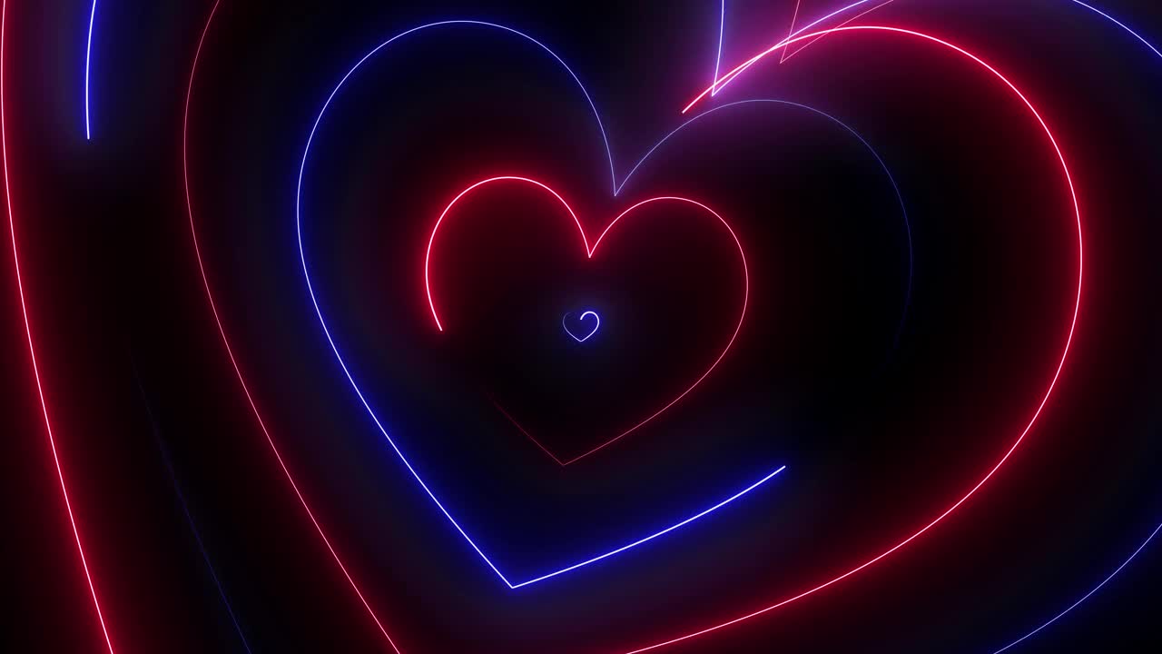 一个无限循环的动画发光的心。视频下载