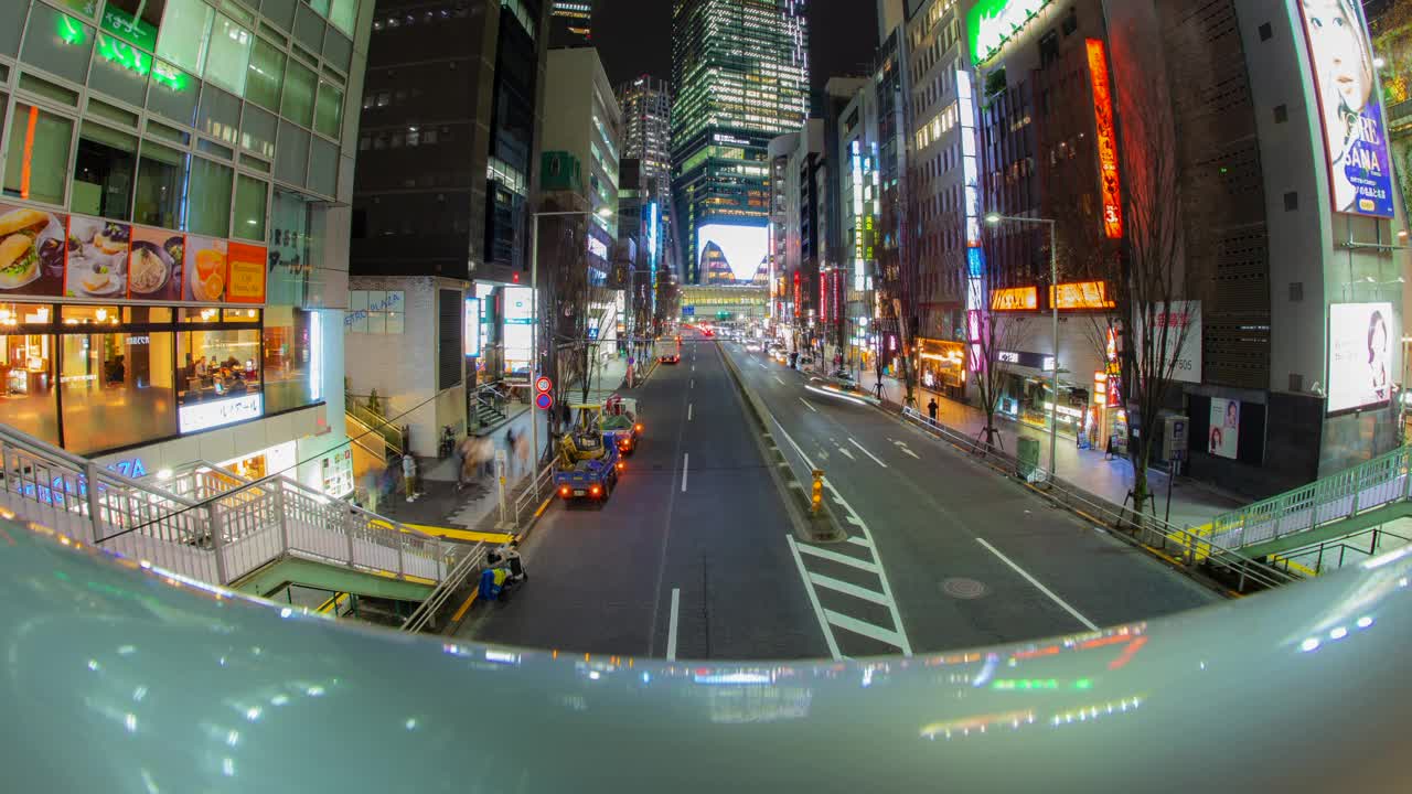 东京街道交通车辆轨迹延时夜涩谷桥视频下载