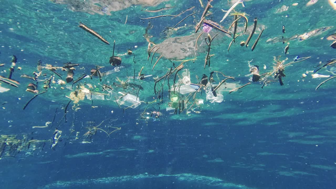 生态灭绝海洋紧急塑料污染的破坏性影响视频素材