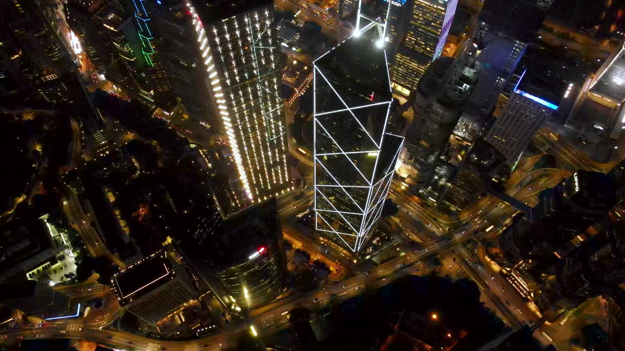香港城市夜景航拍图视频下载