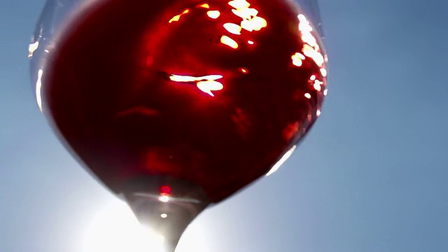 慢镜头户外一杯意大利葡萄酒在杯中旋转视频下载