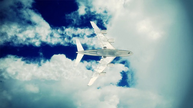 飞机和延时云，阿尔法通道视频下载