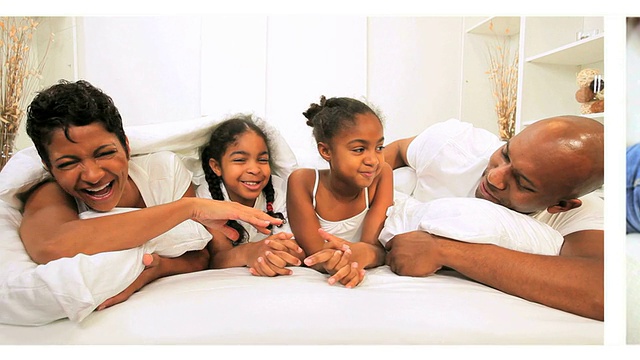 蒙太奇非裔美国人家庭卧室生活方式视频素材
