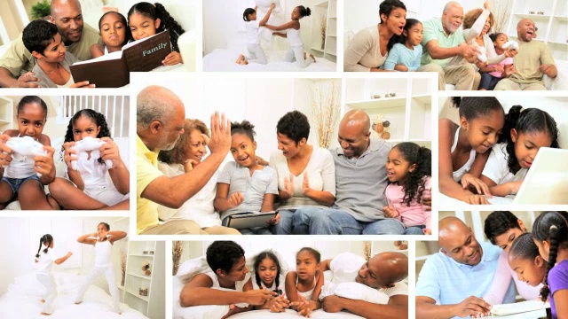 蒙太奇非裔美国人家庭生活方式视频素材