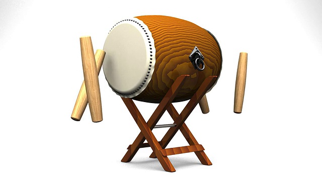 可循环的亚洲鼓和棍棒在白色的背景视频下载