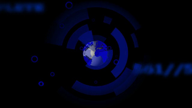 地球旋转，蓝色细胞模仿它视频素材