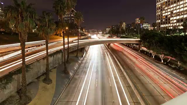 洛杉矶夜间交通延时视频下载
