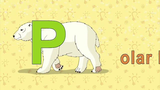 北极熊。英文动物园字母表-字母P视频素材