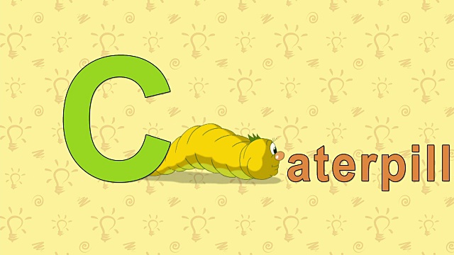 毛毛虫英语动物园字母表-字母C视频素材