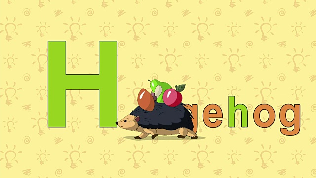 刺猬。英文动物园字母表-字母H视频素材