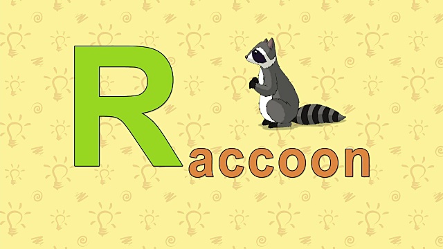 浣熊。英语动物园字母表-字母R视频素材