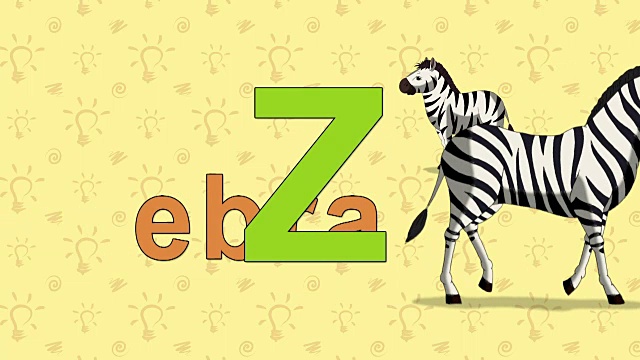 斑马。英文动物园字母表-字母Z视频素材