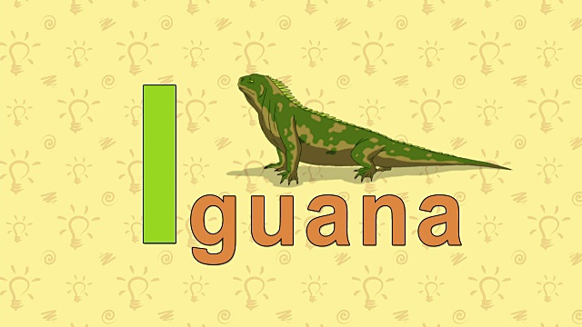 鬣蜥。英文动物园字母表-字母I视频素材