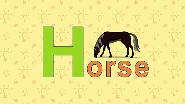 马。英文动物园字母表-字母H视频素材