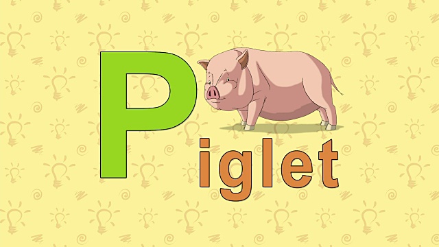 小猪。英文动物园字母表-字母P视频素材