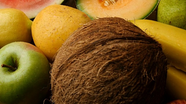 健康新鲜天然水果食品什锦色彩视频素材