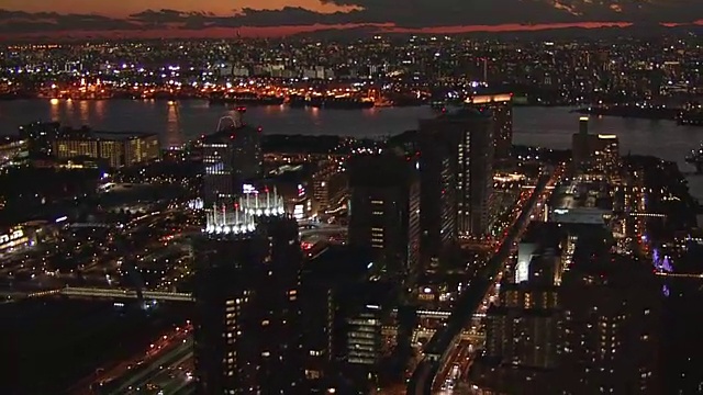空中，东京台场的夜景视频素材